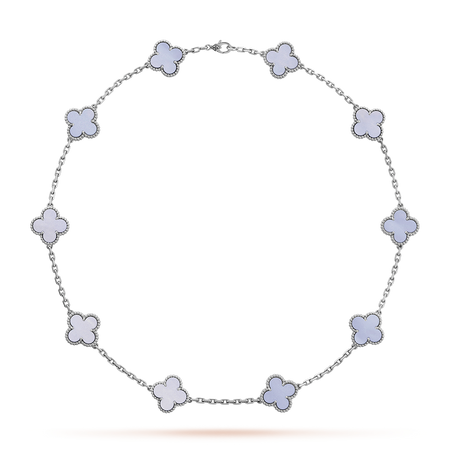 [Luxora]CLOVER 10 MOTIFS BLUE CHALCEDONY NECKLACE