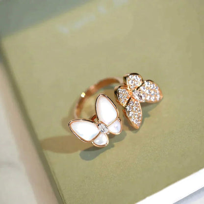 [Luxora]TWIN BUTTERFLY DIAMOND MOP RING