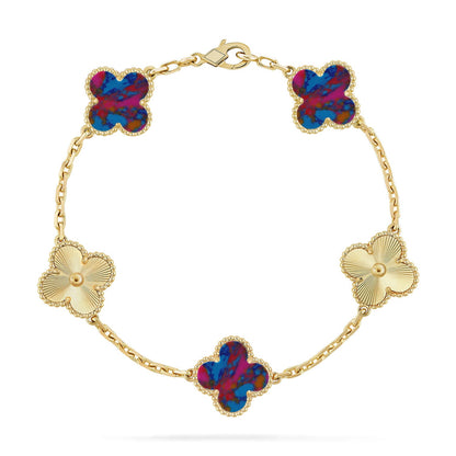 [Luxora]CLOVER 5 MOTIF COLOR GEMSTONES BRACELET COLLECTION