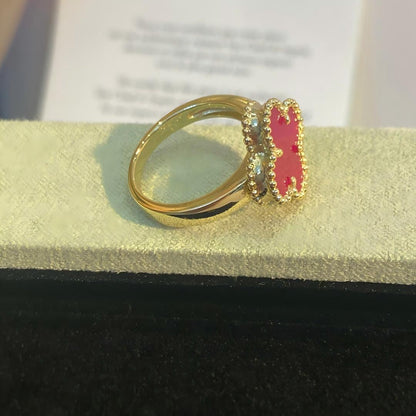 [Loxura]NEW CLOVER PINK ENAMEL RINGS