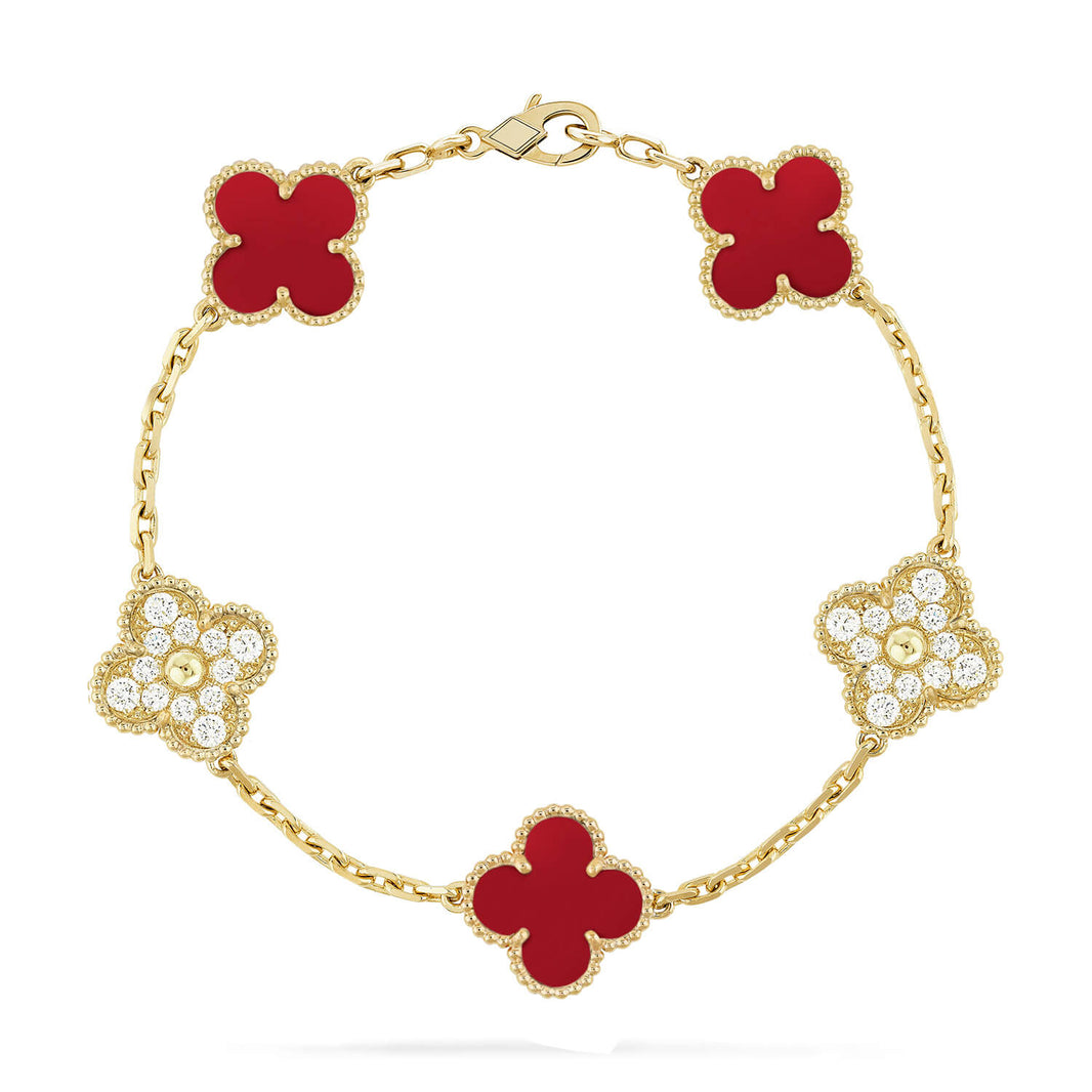 [Luxora] CLOVER 5 MOTIF RED CORNELIAN BRACELET COLLECTION