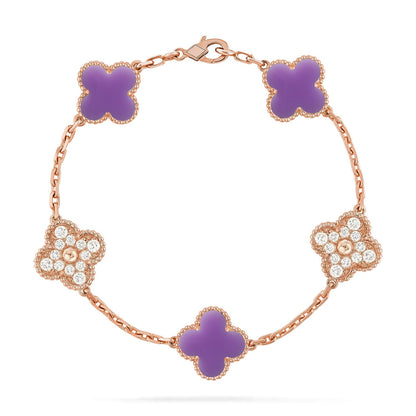 [Luxora]CLOVER 5 MOTIF LIGHT PURPLE BRACELET COLLECTION