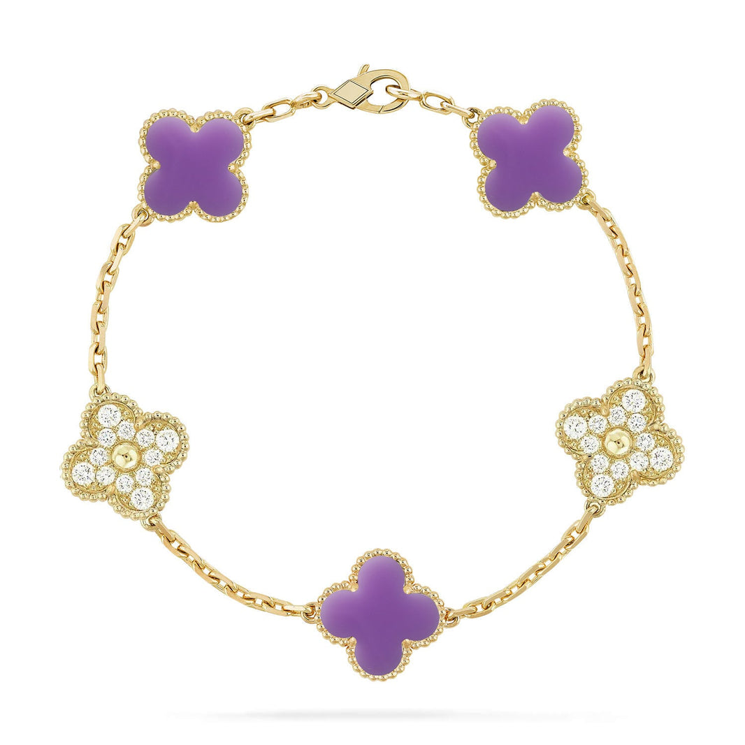 [Luxora]CLOVER 5 MOTIF LIGHT PURPLE BRACELET COLLECTION