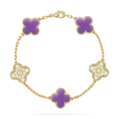 [Luxora]CLOVER 5 MOTIF LIGHT PURPLE BRACELET COLLECTION
