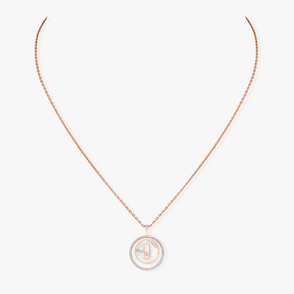 [LUXE]LUCKY MOVE 1 DIAMOND WHITE MOTHER OF PEARL PINK GOLD DIAMOND NECKLACE