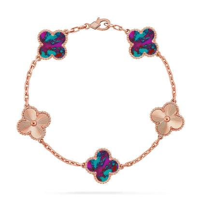 [Luxora]CLOVER 5 MOTIF COLOR GEMSTONES BRACELET COLLECTION