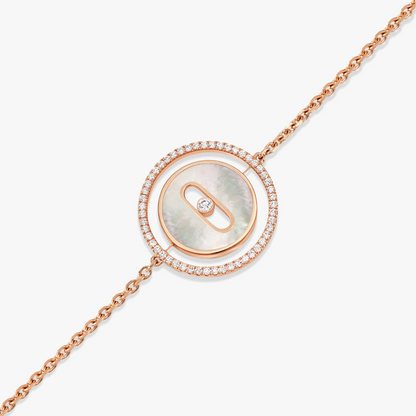 [LUXE]LUCKY MOVE WHITE MOTHER OF PEARL PINK GOLD DIAMOND BRACELET