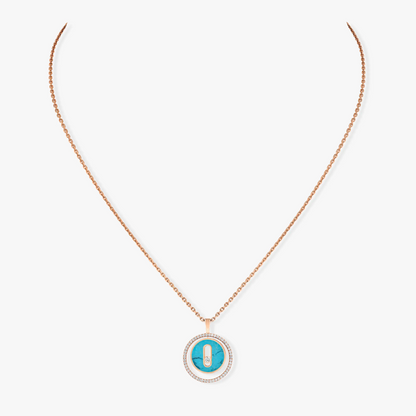 [LUXE]LUCKY MOVE 1 DIAMOND TURQUOISE PINK GOLD DIAMOND NECKLACE