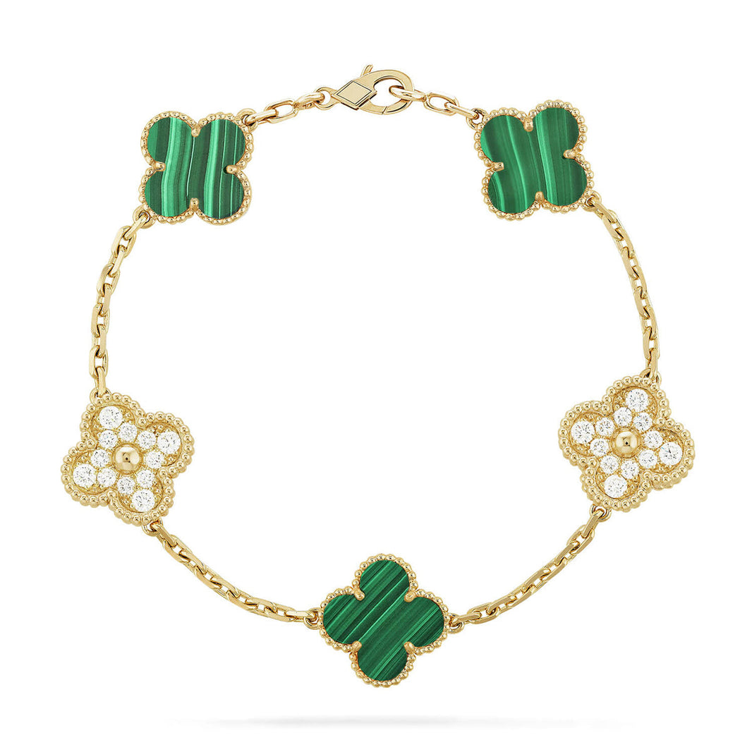 [Luxora] CLOVER 5 MOTIF MALACHITE BRACELET COLLECTION