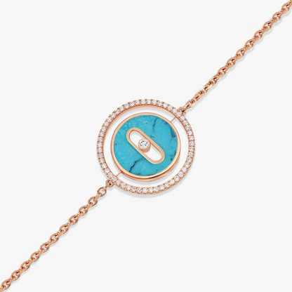 [LUXE]LUCKY MOVE TURQUOISE PINK GOLD DIAMOND BRACELET