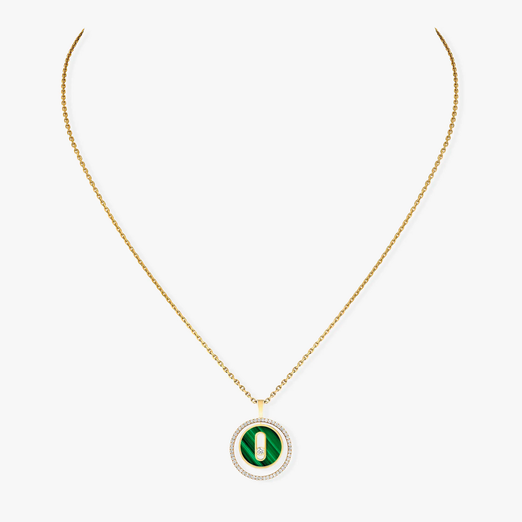 [LUXE]LUCKY MOVE 1 DIAMOND MALACHITE GOLD DIAMOND NECKLACE
