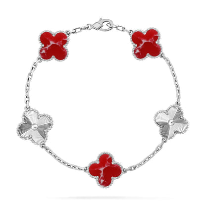 [Luxora]CLOVER 5 MOTIF RED PATTERN BRACELET COLLECTION