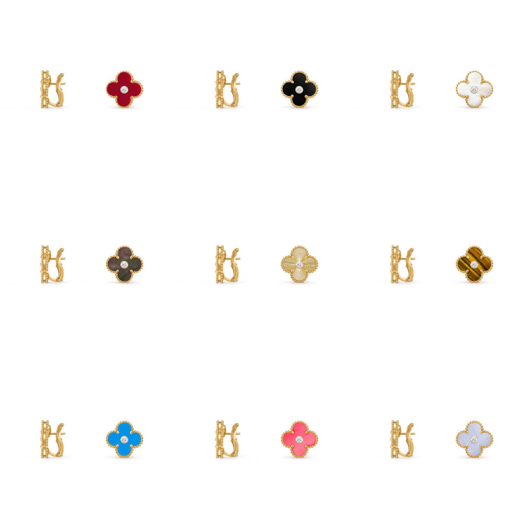 [Luxora]CLOVER 15MM MOP DIAMOND EARRINGS COLLECTION