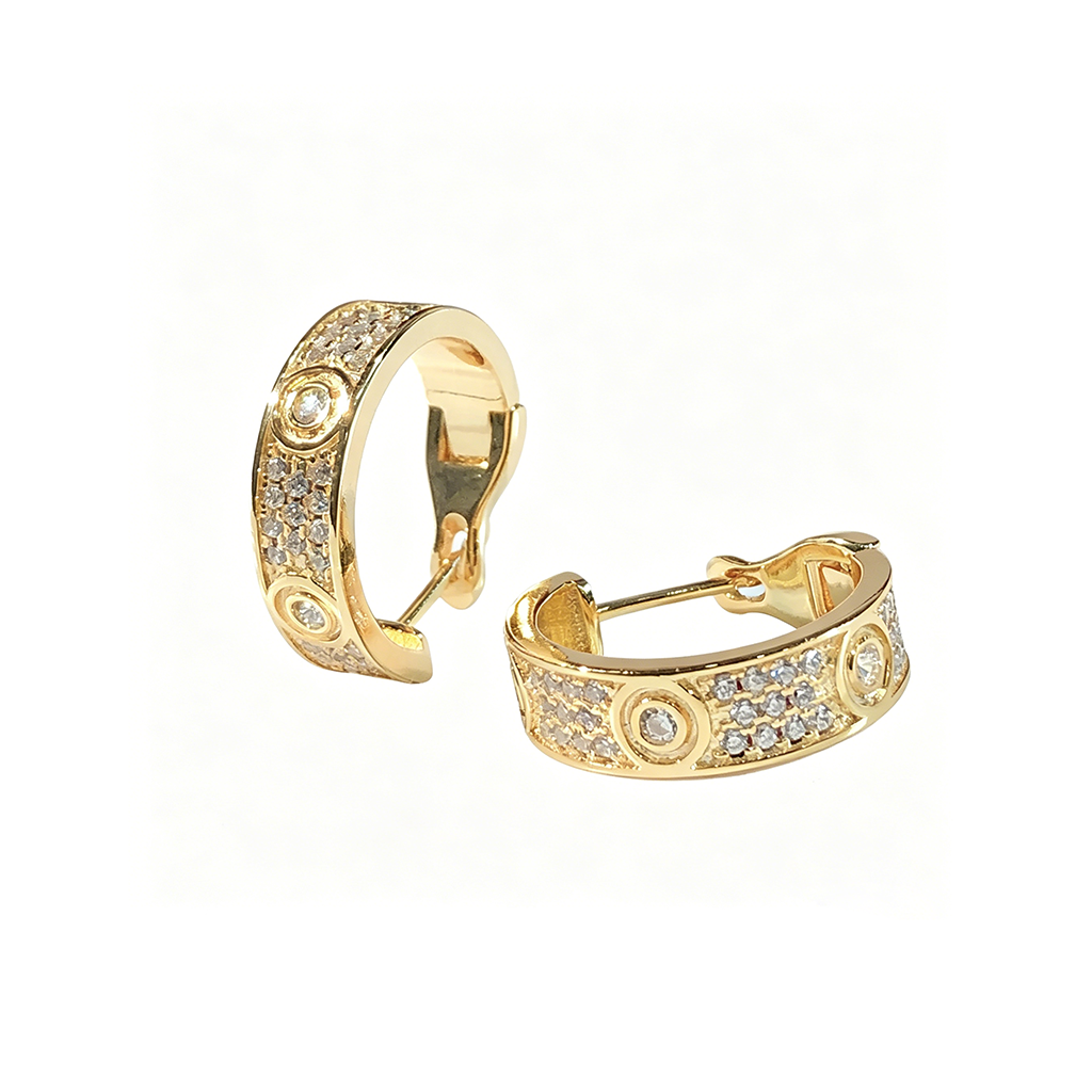 [Luxora]LOVE 5.5MM DIAMOND PAVED EARRINGS