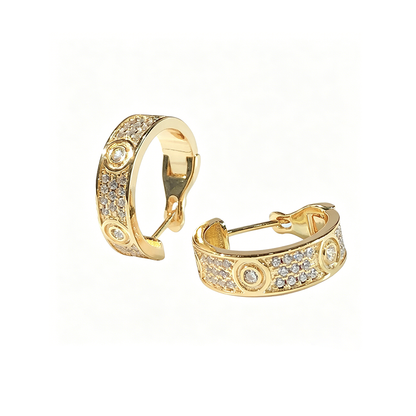 [Luxora]LOVE 5.5MM DIAMOND PAVED EARRINGS
