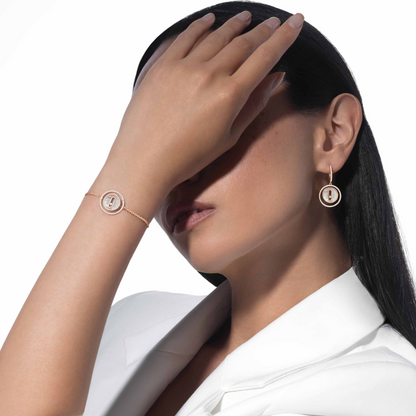 [LUXE]LUCKY MOVE WHITE MOTHER OF PEARL PINK GOLD DIAMOND BRACELET
