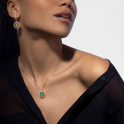 [LUXE]LUCKY MOVE 1 DIAMOND MALACHITE GOLD DIAMOND NECKLACE