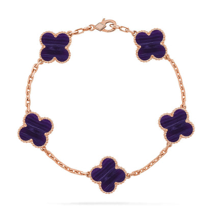[Luxora]CLOVER 5 MOTIF PURPLE STRIPES BRACELET COLLECTION