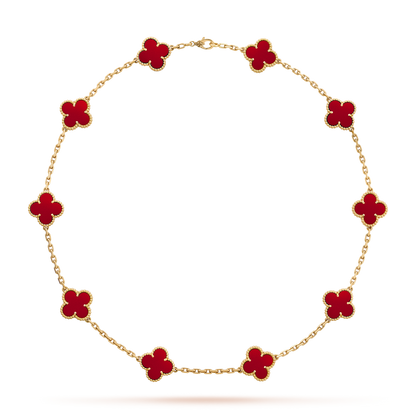 [Luxora]CLOVER 10 MOTIFS CARNELIAN NECKLACE