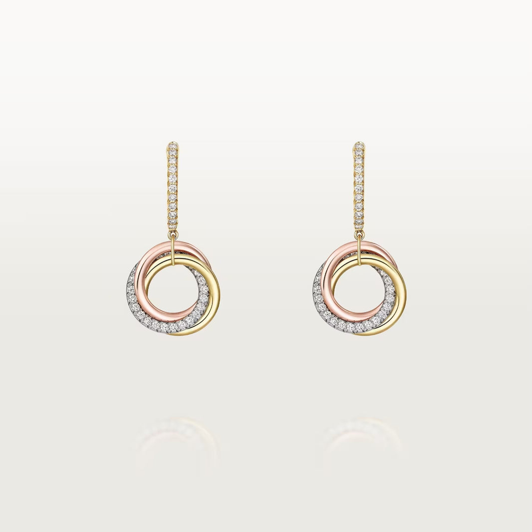 [Luxora]TRINITY HALF DIAMOND  EARRINGS
