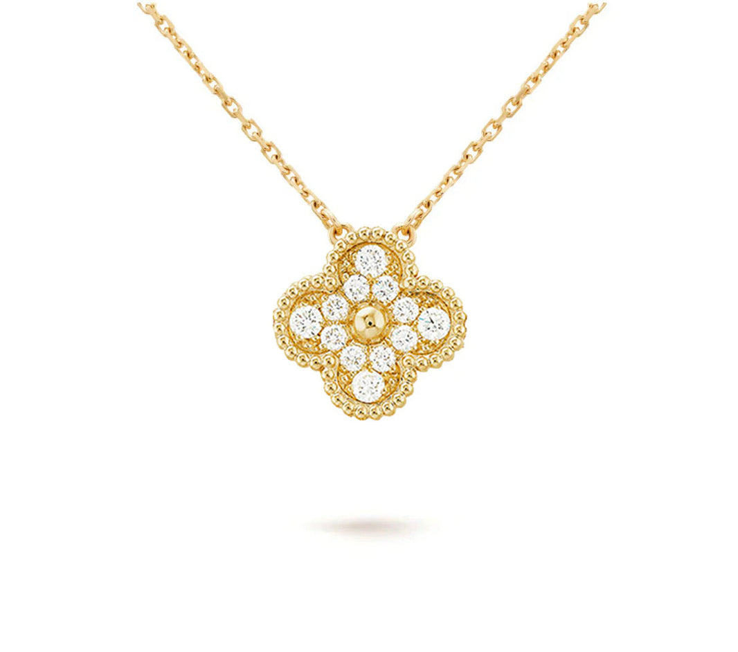 [Luxora]CLOVER 15MM DIAMOND SINGLE FLOWER NECKLACE COLLECTION