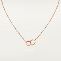 [Luxora]LOVE DOUBLE RING HALF DIAMOND NECKLACE