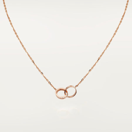 [Luxora]LOVE DOUBLE RING HALF DIAMOND NECKLACE