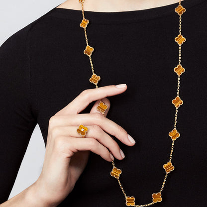 [Luxora]CLOVER 20 MOTIFS TIGER EYE ROSE GOLD