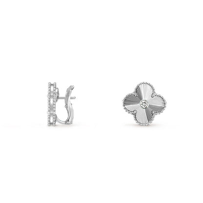 [Luxora]CLOVER SILVER 15MM MOP DIAMOND EARRINGS COLLECTION