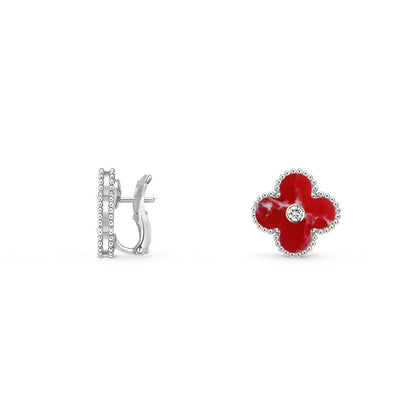 [Luxora]CLOVER SILVER 15MM MOP DIAMOND EARRINGS COLLECTION