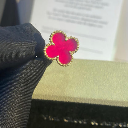 [Loxura]NEW CLOVER PINK ENAMEL RINGS