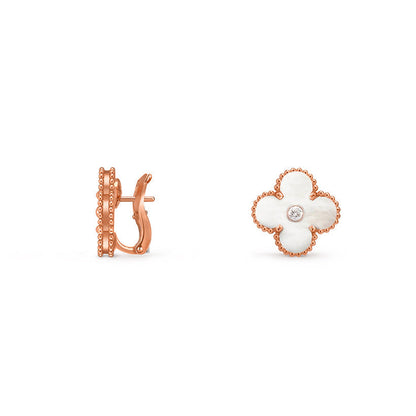 [Luxora]CLOVER 15MM MOP DIAMOND EARRINGS COLLECTION