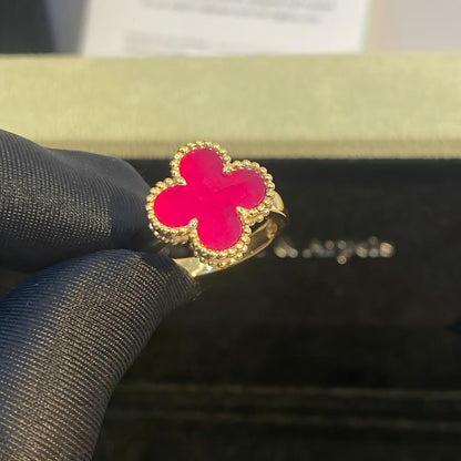 [Loxura]NEW CLOVER PINK ENAMEL RINGS