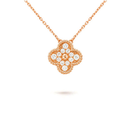 [Luxora]CLOVER 15MM DIAMOND SINGLE FLOWER NECKLACE COLLECTION