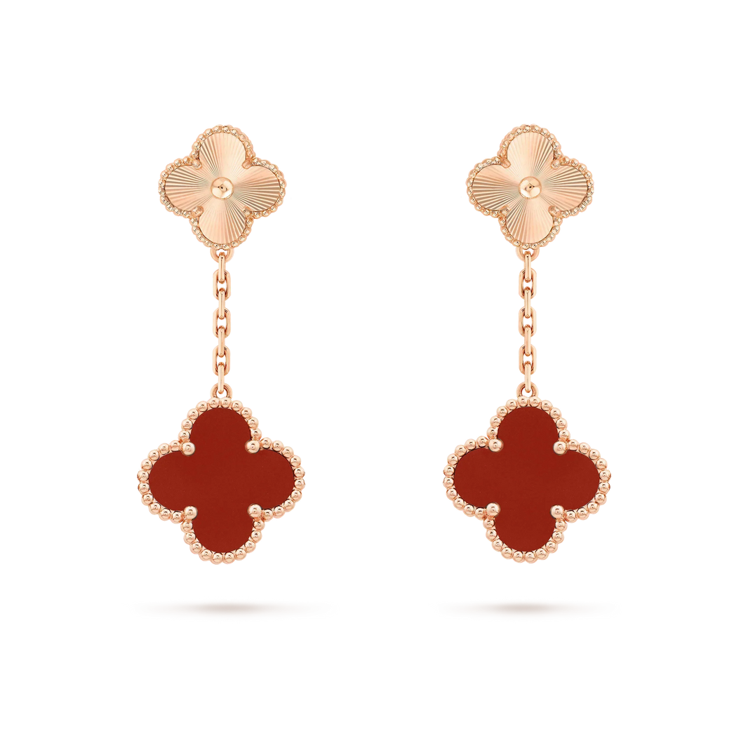 [Luxora]CLOVER 2 MOTIF  LASER CARNELIAN EARRINGS