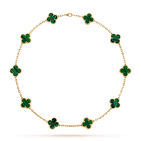 [Luxora]CLOVER 10 MOTIFS MALACHITE NECKLACE