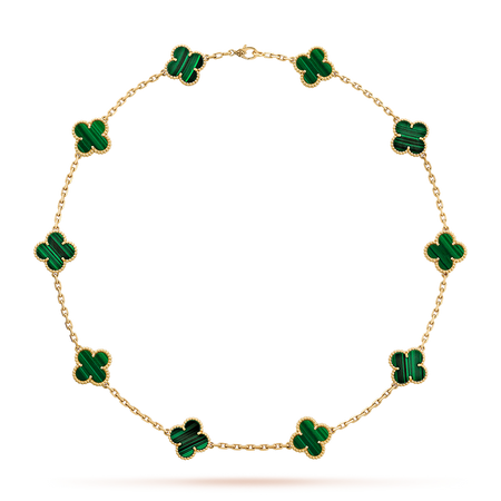 [Luxora]CLOVER 10 MOTIFS MALACHITE NECKLACE