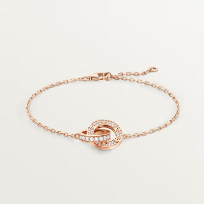 [Luxora]LOVE DOUBLE RING FULL DIAMOND BRACELET