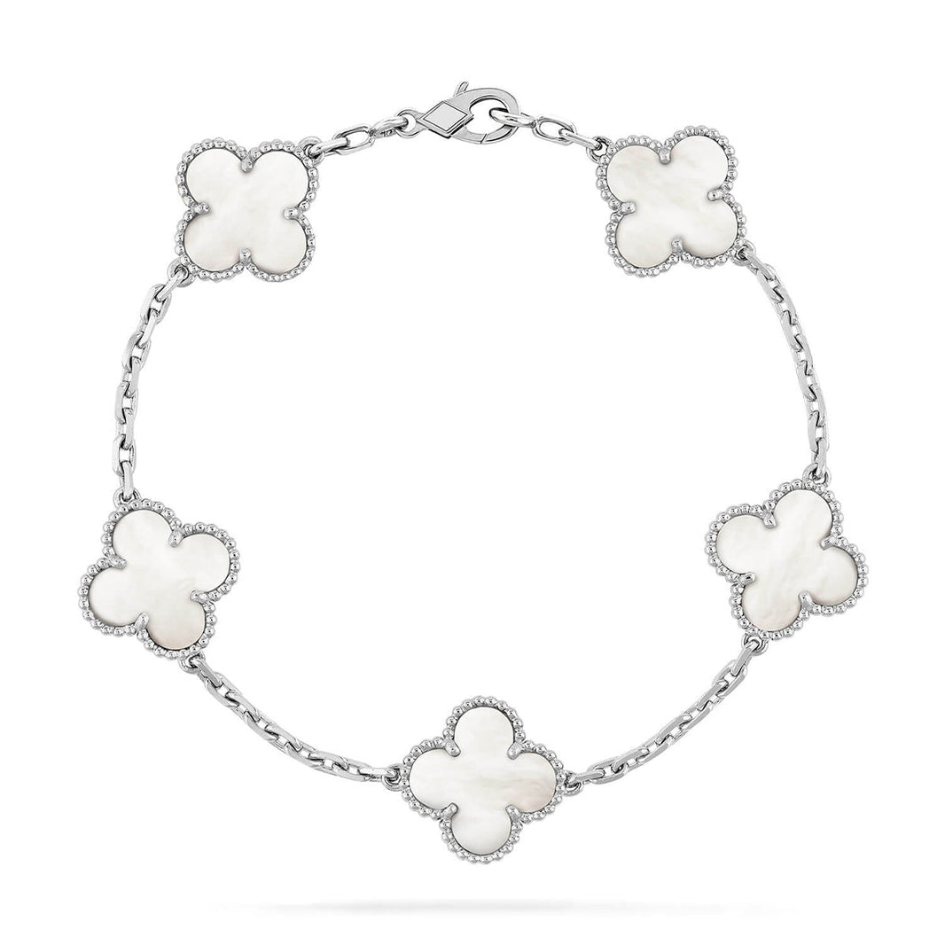 [Luxora]CLOVER WHITE PEARL MOP 5 MOTIF BRACELET COLLECTION