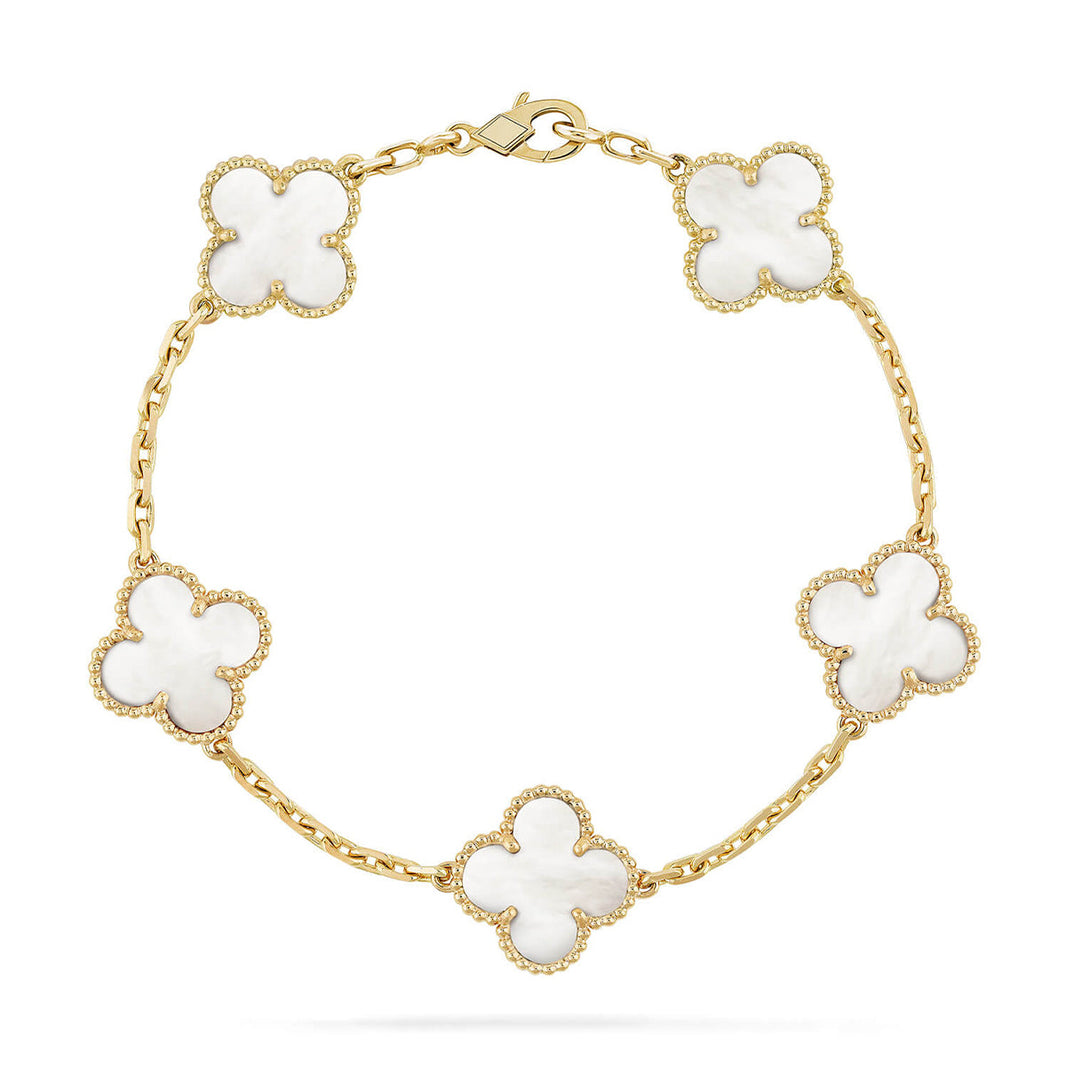 [Luxora]CLOVER WHITE PEARL MOP 5 MOTIF BRACELET COLLECTION