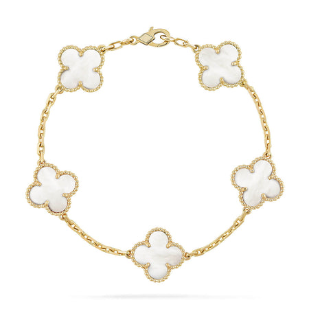[Luxora]CLOVER WHITE PEARL MOP 5 MOTIF BRACELET COLLECTION