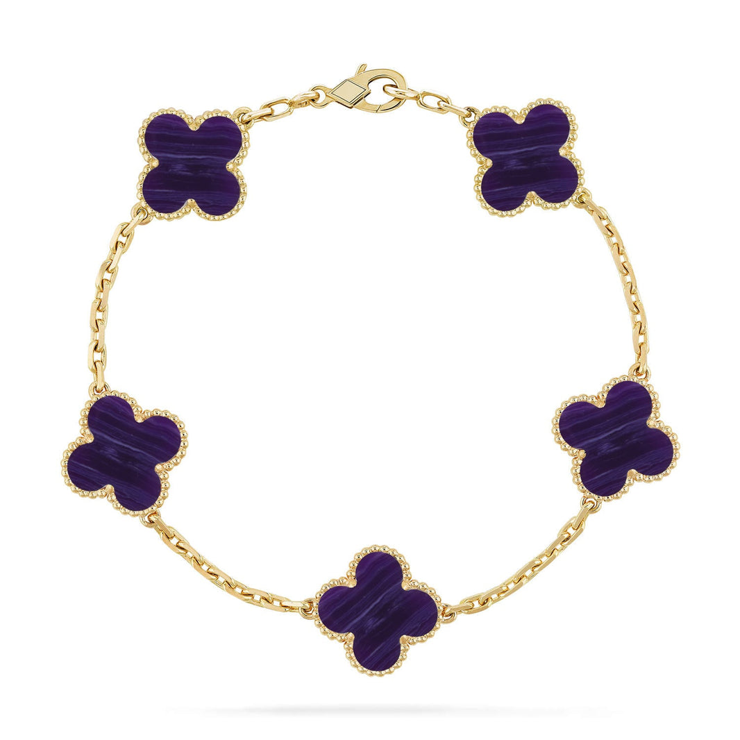 [Luxora]CLOVER 5 MOTIF PURPLE STRIPES BRACELET COLLECTION