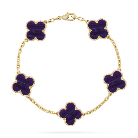 [Luxora]CLOVER 5 MOTIF PURPLE STRIPES BRACELET COLLECTION