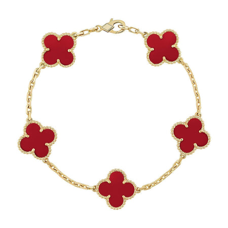 [Luxora] CLOVER 5 MOTIF RED CORNELIAN BRACELET COLLECTION