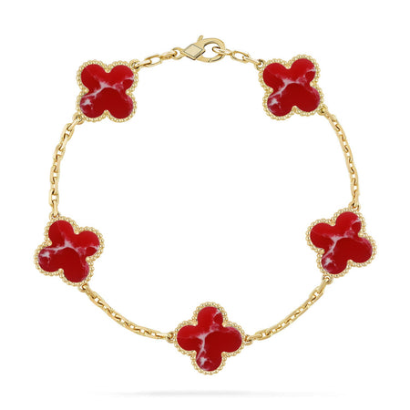 [Luxora]CLOVER 5 MOTIF RED PATTERN BRACELET COLLECTION