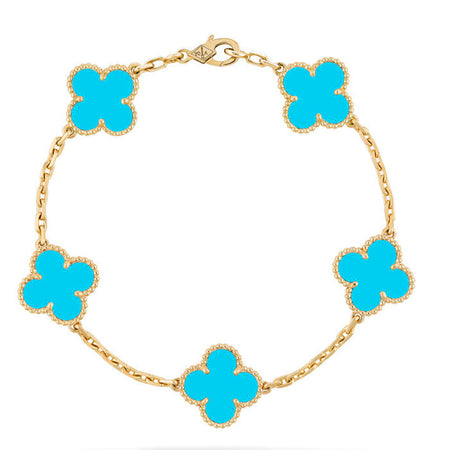 [Luxora] CLOVER 5 MOTIF TURQUOISE BRACELET COLLECTION