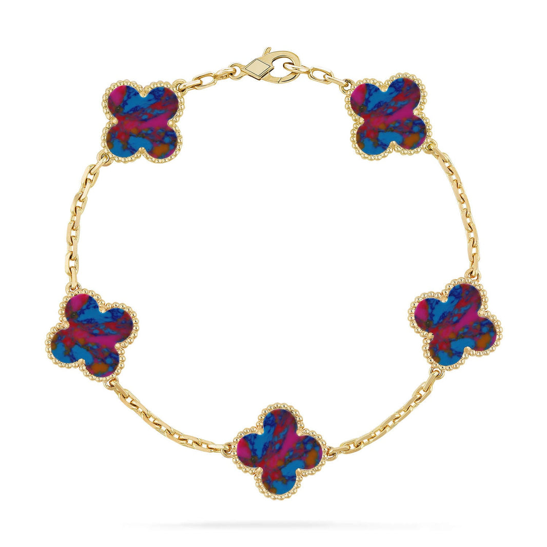 [Luxora]CLOVER 5 MOTIF COLOR GEMSTONES BRACELET COLLECTION