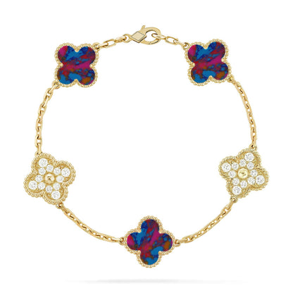 [Luxora]CLOVER 5 MOTIF COLOR GEMSTONES BRACELET COLLECTION