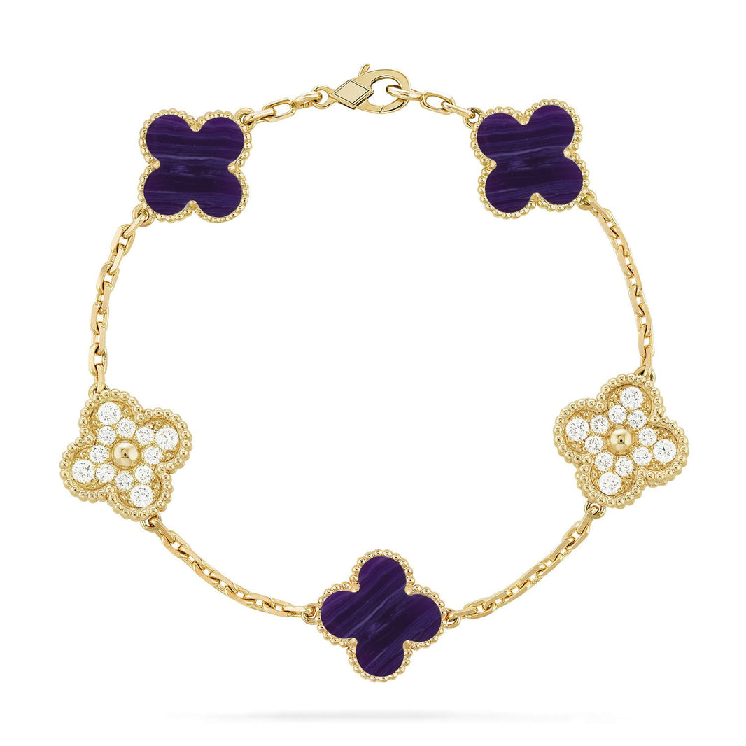 [Luxora]CLOVER 5 MOTIF PURPLE STRIPES BRACELET COLLECTION
