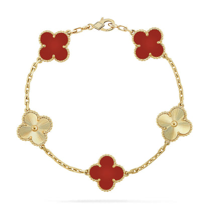[Luxora] CLOVER 5 MOTIF RED CORNELIAN BRACELET COLLECTION